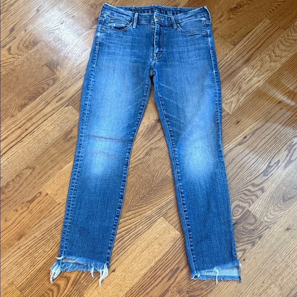 MOTHER Looker Step Fray Skinny Jeans Size 27 Raw Hem Ankle